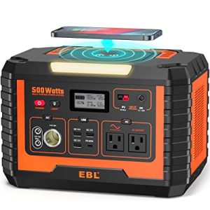 Portable Power Station 500, 519.4Wh Outdoor Solar Generator with 110V/500W AC Outlet for Home Use, Emergency Backup, Camping