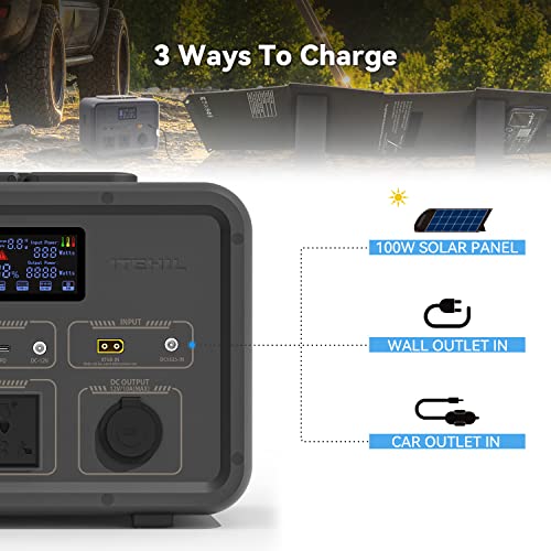 Portable Power Station, 500W Generator, 500Wh Solar Generator, LiFePO4 Battery with 100-120V AC Outlets,12v/10A Car Port, USB-C & USB-A QC Fast Charging, For Camping, Outdoor, RV,Home Off-grid