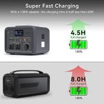Portable Power Station, 500W Generator, 500Wh Solar Generator, LiFePO4 Battery with 100-120V AC Outlets,12v/10A Car Port, USB-C & USB-A QC Fast Charging, For Camping, Outdoor, RV,Home Off-grid
