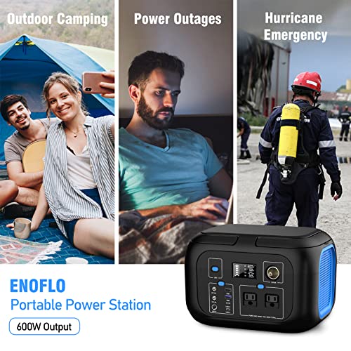 Portable Power Station 600W Power Bank 296Wh Solar Generator Lithium Battery Portable Generator Fast Charging with LED Light Battery Pack 9 Outputs Power Supply for Home Camping Emergency Backup