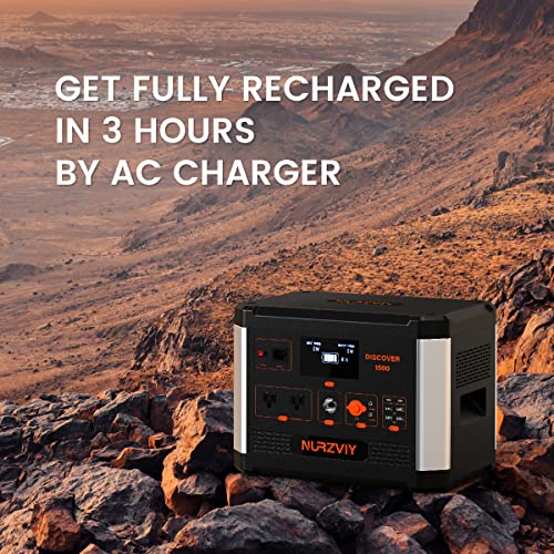 Portable Power Station Discover 1500, 1536Wh LiFePO4 Battery Backup, Pure Sine Wave 1500W AC Outlets, Solar Generator for Road Trip Camping Travel Emergency Off-grid