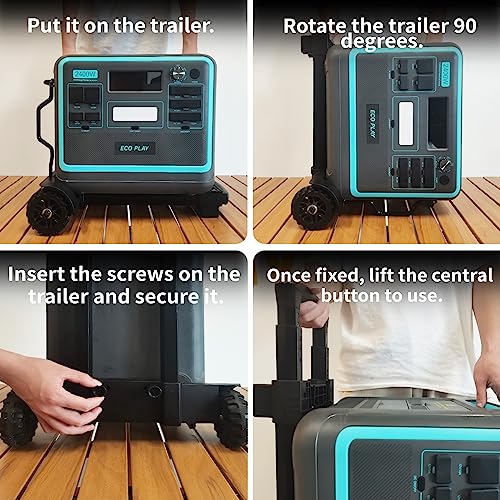Portable Power Station with Hand Truck, 2048Wh LiFePO4 Power Station with 6 AC Outlets/USB/DC Ports, Variable Input Power, 4000+ Time, LED Lights for Outdoor Camping RV Emergency Off-Grid