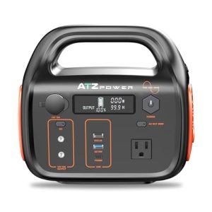 Portable Power Station，ATZ POWER Solar Generator 296Wh/300W Lithium Battery 300W Pure Sine Wave AC Sockets, 12V Regulated DC, 60W PD, for Outdoor Travel Camping Home Power Outage Emergency