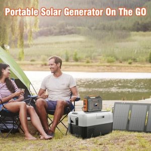 ZeroKor Portable Solar Generator 300W,Portable Power Bank 65W with Foldable 60W Solar Panel with DC AC Outlet for Home Use, RV, Outdoor Camping Adventure