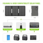 Portable Solar Generator with Panel, 24000mAh Portable Power Station with 30W Solar Panel, Lithium Battery Power 110V/80W AC, DC, USB QC3.0 for Home Camping Emergency Backup