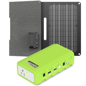 Portable Solar Generator with Panel, 24000mAh Portable Power Station with 30W Solar Panel, Lithium Battery Power 110V/80W AC, DC, USB QC3.0 for Home Camping Emergency Backup