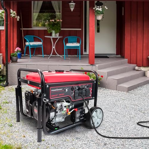 PowerSmart 12000-Watt Portable Generator with Electric Start, Wheel Kit, Gas Powered, Transfer Switch Ready 30A & 50A Outlet, CARB Compliant 459cc 4-Stroke Engine for Home Backup