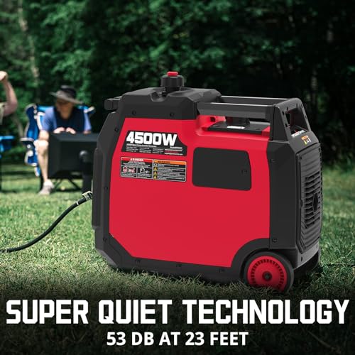 PowerSmart 4500-Watt Portable Inverter Generator, Gas Powered, RV-Ready, Wheels Handle Kit and Engine Oil Included, CARB Compliant