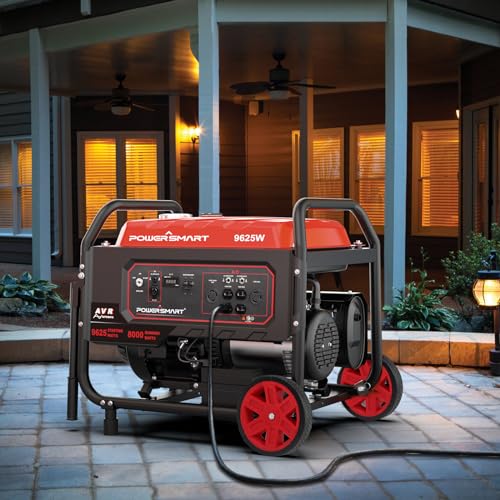 PowerSmart 9625-Watt Home Backup Portable Generator with Electric Start, Gas Powered, 30A 120/240V Outlet, Wheels and Fold-Down Handle, CARB Compliant