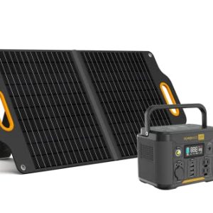 Powerness Solar Generator 300 Portable Power Station 296Wh with 80W Portable Solar Panel, Battery Powered Generator with 2x300W AC Outlets (Surge Power 600W) and PD 60W In/output for Outdoor Camping