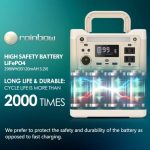 RAINBOW Portable Power Station 320W, 298Wh Backup LiFePO4 Battery, 2 x 110V/320W(Peak 640W) AC Outlets, Solar Generator for Outdoor Camping, Quick Charge for Home, Hiking