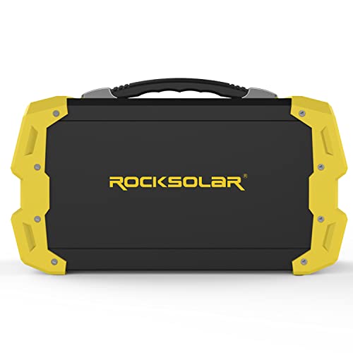 RS650 444Wh Lithium Battery, 400W Heavy Duty AC, USB, DC, and Cigarette Lighter Output Solar Powered Generator, Yellow & Black