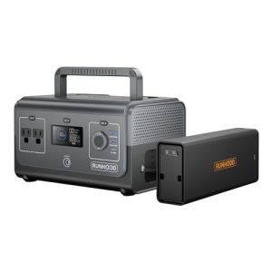 RUNHOOD-Portable-Power-Station-Rallye-600-Mini-324WH-SwappableReplaceable-Batteries-2X600WPeak-1200-Pure-Sine-Wave-AC-Outlet-Modular-Solar-Generator-for-CampingEmergencyRVsCPAPHome-Use-0