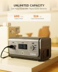 RUNHOOD Portable Power Station Rallye 600 Mini Max, 324WH Swappable&Replaceable Batteries, 2X600W(Peak 1200) Pure Sine Wave AC Modular Solar Generator Qiuck Restore Power for Camping/RVs/CPAP/HomeUse