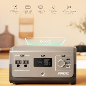RUNHOOD HE600 MINI Portable Power Station (Battery Not Included), 2X600W(Peak 1200) Pure Sine Wave AC Outlet Modular Solar Generator