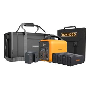 Runhood Solar Generator Rallye 600 Pro, 1296Wh Portable Power Station With RUNHOOD Carrying Case Bag&4 Hot Swappable Batteries, 110V/600W AC Outlet for Outdoors Camping, Home Use, Emergency, CPAP