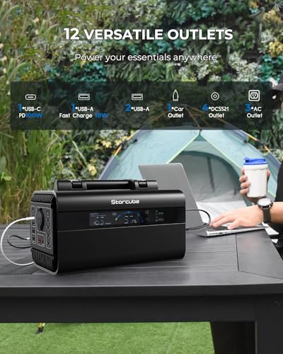 STORCUBE 600W Solar Generator with 100W Solar Panel, 529Wh Portable Power Station with PD100W USB-C, 110V Pure Sine Wave AC Outlet, LiFePO4 Battery Backup for Outdoor Camping Emergency Home Use
