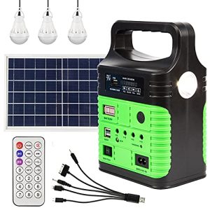 Solar Generator - Portable Power Station for Emergency Power Supply,Portable Generators for Home Use,Camping&Outdoor,Solar Powered Generator With Panel Including 3 Sets LED Light (green)