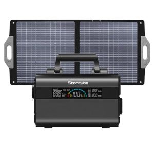 Solar-Generator-with-Panels-Included-STORCUBE-294Wh300W-Portable-Power-Station-with-Solar-Panel-100W-110V-Pure-Sine-Wave-AC-Outlet-LiFePO4-Battery-Backup-for-Outdoor-Camping-Emergency-Home-Use-0