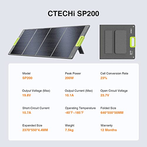 Solar Panel 200W with Storebag, Foldable Solar Charger Kit, IP67 Waterproof for Portable Power Station, Off-Grid Power, Outdoor Adventures, Emergency and Camping