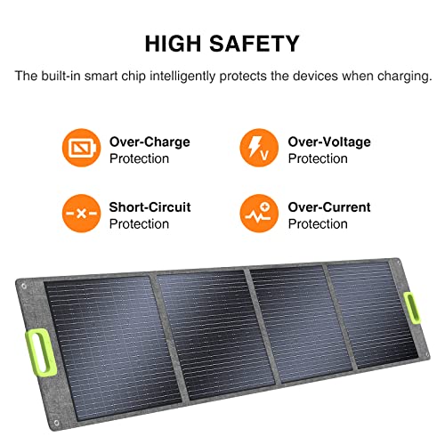 Solar Panel 200W with Storebag, Foldable Solar Charger Kit, IP67 Waterproof for Portable Power Station, Off-Grid Power, Outdoor Adventures, Emergency and Camping