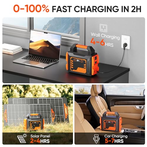 Steelite 300W Portable Power Station (Peak 600W) 296Wh with AC Outlets & LED Flashlight 110V Pure Sine Wave Fast Charging Silent Solar Generator for Outdoors Camping RV Emergency Backup for Home Use