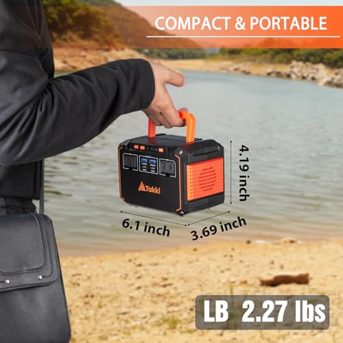 Takki 111Wh Portable Power Station Camping Solar Generator Power Bank 110V/100W AC USB Type-C Flashlight Battery Pack for Camping Home CPAP Emergency Power Supply (Solar Panel Not Included)