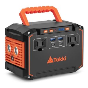 Takki 111Wh Portable Power Station Camping Solar Generator Power Bank 110V/100W AC USB Type-C Flashlight Battery Pack for Camping Home CPAP Emergency Power Supply (Solar Panel Not Included)