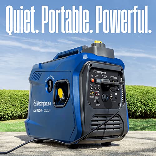 Westinghouse 1500 Peak Watt Super Quiet & Lightweight Portable Inverter Generator, Gas Powered, CO Sensor, Parallel Capable, Long Run Time,Blue