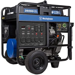 Westinghouse 28000 Peak Watt Home Backup Portable Generator, Remote Electric Start with Auto Choke, Transfer Switch Ready 30A & 50A Outlets, Gas Powered, CO Sensor,Blue