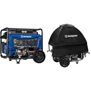 Westinghouse 6600 Watt Home Backup Portable Generator, Remote Electric Start with Auto Choke & Westinghouse WGenTent Generator Running Cover for Open Frame Generators,Black