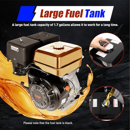 XUANIIIL 15HP 420CC 4 Stroke Gas Engine Motor OHV Gasoline Motor Replacement Manual Recoil Pull Starter Single Cylinder Horizontal Petrol Engine for Go Kart Compressors Trenchers Generators