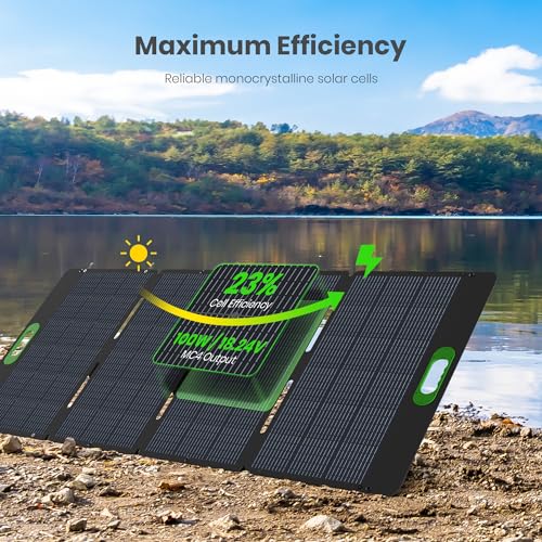Yoshino SP200 Foldable 200W Portable Solar Panel for B2000/B4000 SST Solar Generators with Adjustable Kickstand, Water-Resistant IP67, Off-Grid, Camping, Emergency, Overland, Trailer, RV