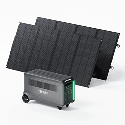 Zendure SuperBase V 4.6KWh Solar Generator with 2X 400W Portable Solar Panel, 120/240V 3800W AC Output, LFP Portable Power Station for Home Backup, Emergency, Vanlife, RV, Tiny House, Off-grid