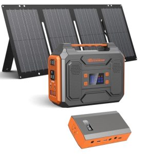 ZeroKor-Portable-Solar-Generator-300WPortable-Power-Bank-65W-with-Foldable-60W-Solar-Panel-with-DC-AC-Outlet-for-Home-Use-RV-Outdoor-Camping-Adventure-0