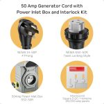 dé 50 Amp Generator Cord 10FT and Pre-Drilled Power Inlet Box & Interlock Kit, 4 Prong Generator Power Cord,125V/250V RV Power Cord, NEMA 14-50P/SS2-50R Twist Lock, 6/3 + 8/1 AWG Wire - ETL Listed