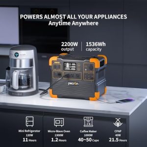 pecron E1500LFP Portable Power Station 1536Wh LiFePO4 Battery Backup with 2200W AC Outlets Fast Charging Solar Generator for Home Backup and Outdoor Camping
