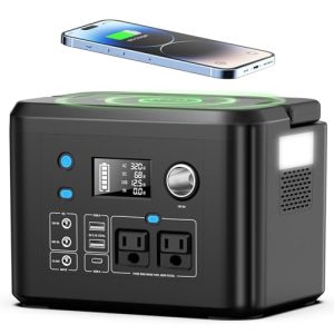 powkey Portable Power Station 350W/260Wh, 70,000mAh Backup Lithium Battery with Wireless Charger, 110V Pure Sine Wave Power Bank with 2 AC Outlets, Portable Generator for Camping Travel Emergency
