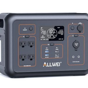 ALLWEI LiFePO4 Portable Power Station, 1200W Solar Generator with UPS Function, 4 AC Outlet(2400W Peak), 1.5Hrs Full Charge, 1008Wh Power Generator for RV Camping Emergency Power Outage Home Use