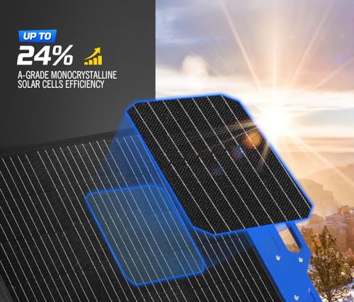 ATEM POWER 300W Solar Panels 18V Foldable Monocrystalline Solar Panel Kit with Adjustable Bracket Efficient Charge Portable Solar Charger for Power Station, Rv Camping Outdoor Trailer Emergency Power