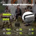 CASAINC Solar Generator 300W Portable Power Station with Solar Panel, 7-Port Outdoor Generator with LED Light, Solar Power with 100W Solar Panel Included, AC Outlet DC USB PD Output Power Supply