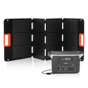 CASAINC Solar Generator 300W Portable Power Station with Solar Panel, 7-Port Outdoor Generator with LED Light, Solar Power with 100W Solar Panel Included, AC Outlet DC USB PD Output Power Supply
