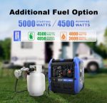 DK 5000W Gas Inverter Generator, Electric Start, 120V 240V Full Power Output, Dual or Tri-fuel Conversion Possible, Wheel & Handle Kit, for Outage Home Backup Power Tool (DK5000iE)