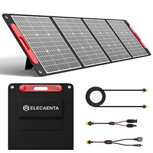 ELECAENTA 200W Portable Solar Panel, Ultra-Light/Only 11lbs, Flexible & Foldable Monocrystalline ETFE Solar Charger with Kickstand, IP54 Waterproof for Outdoors RV Camping Off Grid Adventures