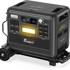FOSSiBOT Portable Power Station F2400 with Hand Truck, 2048Wh LiFePO4 Battery Backup, 6 x 2400W AC Outlets, 2 DC Ports/6 USB Ports Solar Generator for Outdoor Camping, Home Use, RV, Emergency