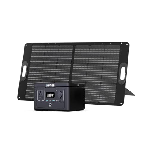 OUPES Solar Generator Exodus 600 with 100W Solar Panel Included, 256Wh Portable Power Station with 600W (1200W Peak) AC Outlets, LiFePO4 Battery Backup for Outdoor Camping, Trip, Power Outage