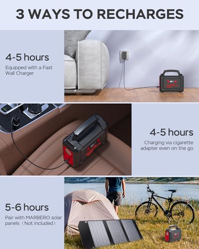 POWSTREAM-167Wh-Portable-Power-Station-Outdoor-Camping-Solar-Generators - 200W Peak Power Bank Lithium Ion Battery with 110V AC Outlet 2 DC Ports 4 USB Ports, LED Flashlights for Home Emergency Backup