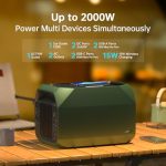 Portable Power Station - 1302Wh EV-Class Li-ion Battery/ 1 Hour Fast Charging, Boost Up to 2000W Output Solar Generator (Solar Panel Optional) for Outdoor Camping/RVs/Home Use(Green)
