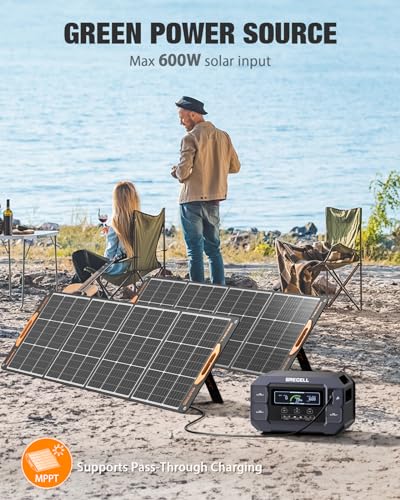 Portable Power Station 2200W GRECELL with Solar Panel 2×200W, LiFePO4 Battery, Fast Charging, Solar Generator for Camping Home Backup RV
