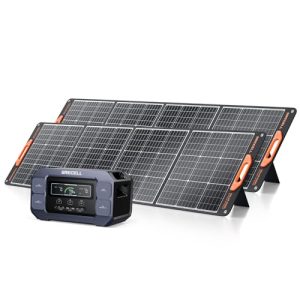 Portable Power Station 2200W GRECELL with Solar Panel 2×200W, LiFePO4 Battery, Fast Charging, Solar Generator for Camping Home Backup RV